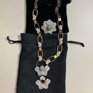 Lele Sadoughi deconstructed flower necklace and flower ring set